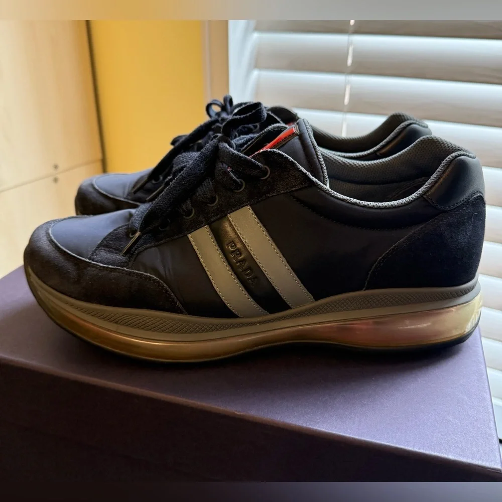 Prada Men’s Velvet Sneakers – Navy Blue – US 10 / UK 8 – Excellent Condition